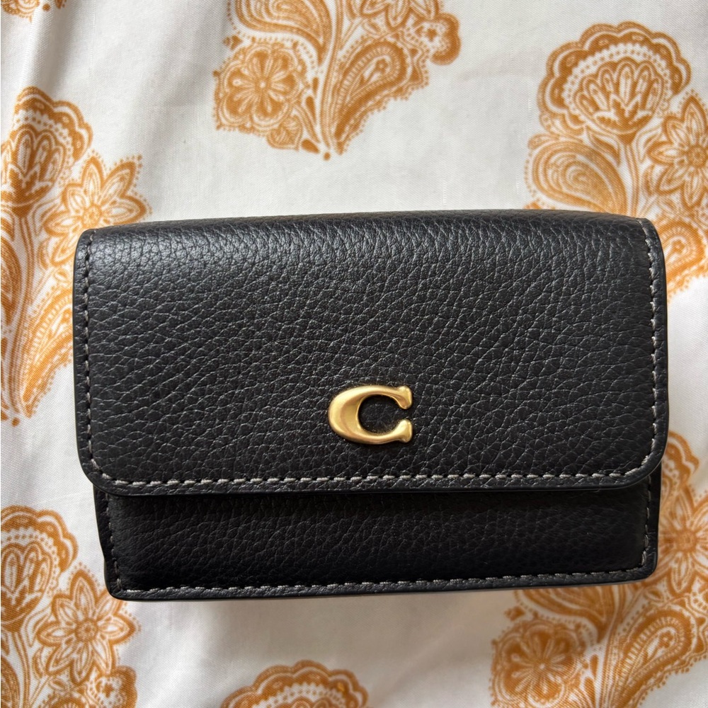 Black Leather Wallet with Gold Accent